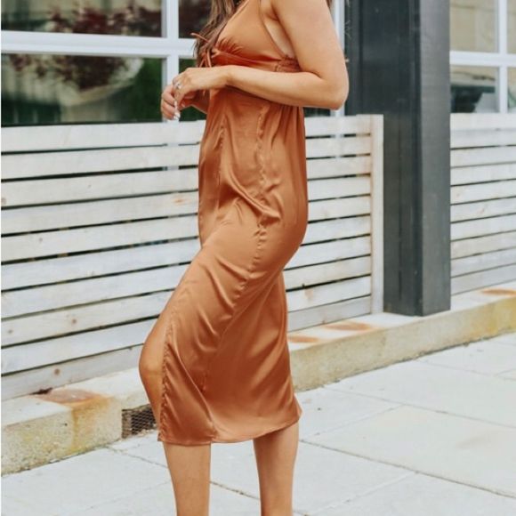 Satin Lace-Up Mid Dress NWOT - Picture 4 of 7